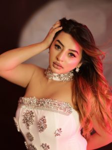 Ankita Dave's glamorous avatar in a white off-shoulder gown