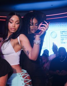 Cardi B turns heads in a plunging white top